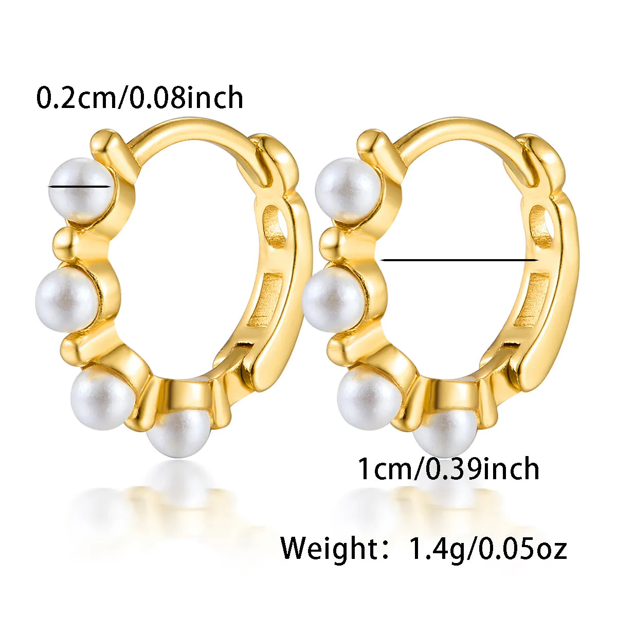 1 Pair Sweet Simple Style Classic Style Round Pearl Inlay Sterling Silver Artificial Pearls Gold Plated Earrings