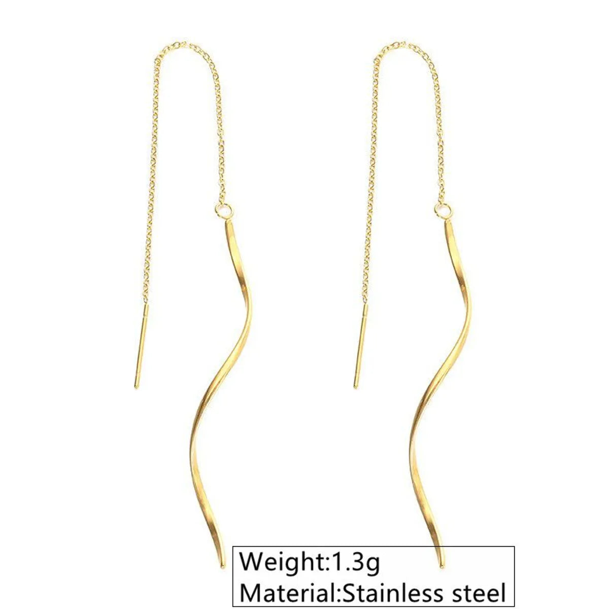 1 Pair Sweet Simple Style Classic Style Solid Color Plating 304 Stainless Steel 18K Gold Plated Ear Line