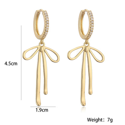 1 Pair Sweet Simple Style Commute Bow Knot Copper Drop Earrings