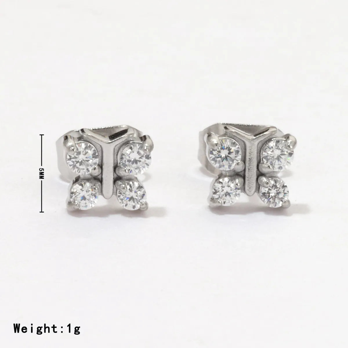 1 Pair Sweet Simple Style Commute Bow Knot Inlay 304 Stainless Steel Zircon White Gold Plated Gold Plated Ear Studs