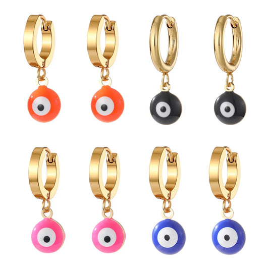 1 Pair Sweet Simple Style Eye Enamel Stainless Steel Dangling Earrings