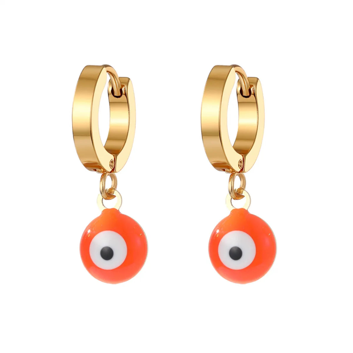 1 Pair Sweet Simple Style Eye Enamel Stainless Steel Dangling Earrings