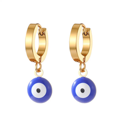 1 Pair Sweet Simple Style Eye Enamel Stainless Steel Dangling Earrings