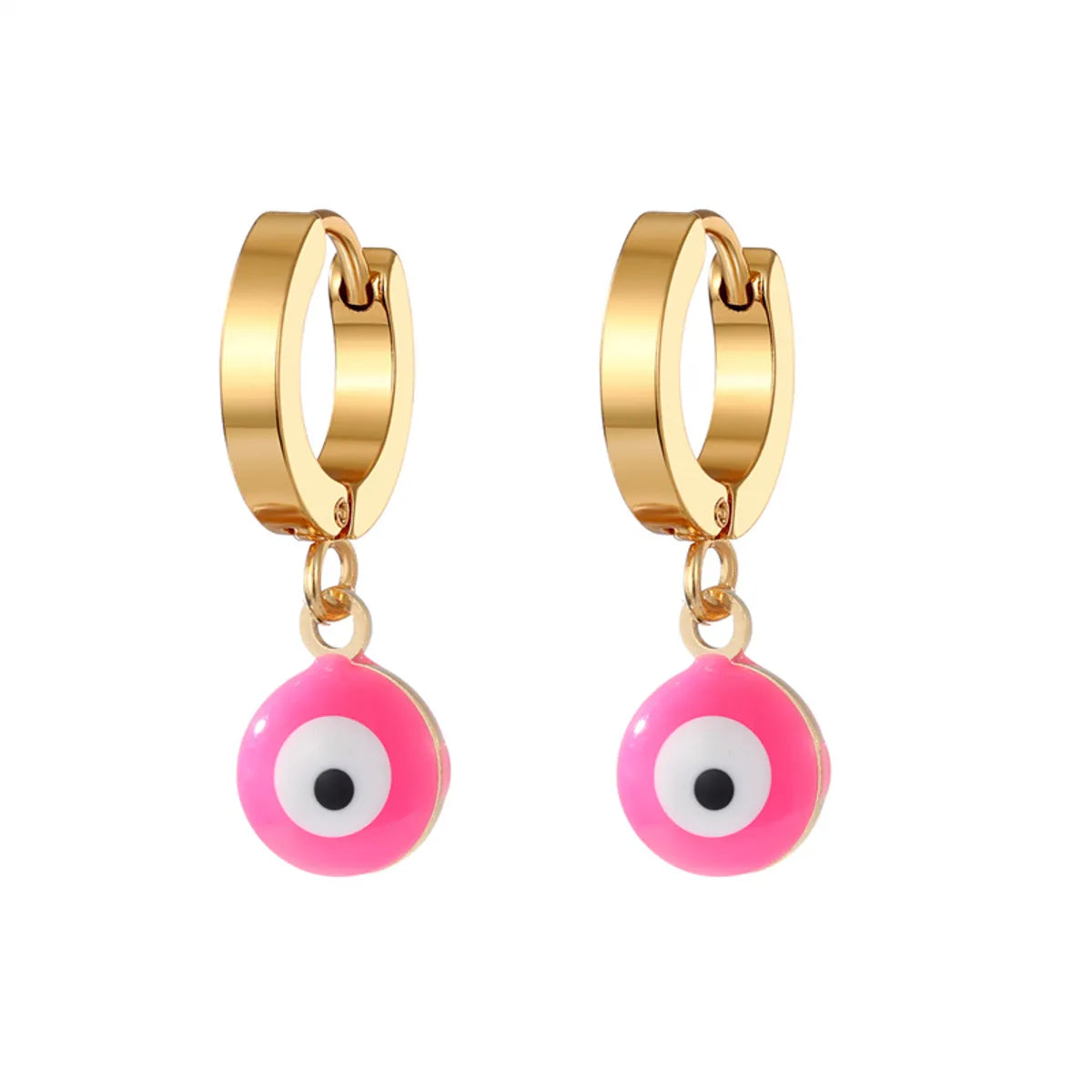 1 Pair Sweet Simple Style Eye Enamel Stainless Steel Dangling Earrings