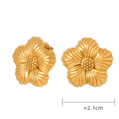 1 Pair Sweet Simple Style Flower 304 Stainless Steel 18K Gold Plated Ear Studs