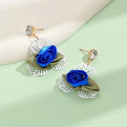 1 Pair Sweet Simple Style Flower Alloy Drop Earrings