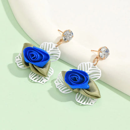 1 Pair Sweet Simple Style Flower Alloy Drop Earrings