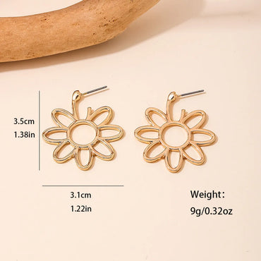 1 Pair Sweet Simple Style Flower Alloy Zinc Drop Earrings