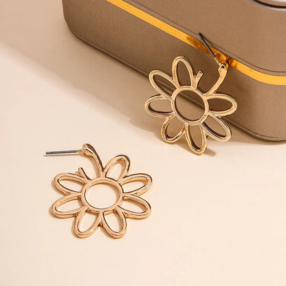 1 Pair Sweet Simple Style Flower Alloy Zinc Drop Earrings