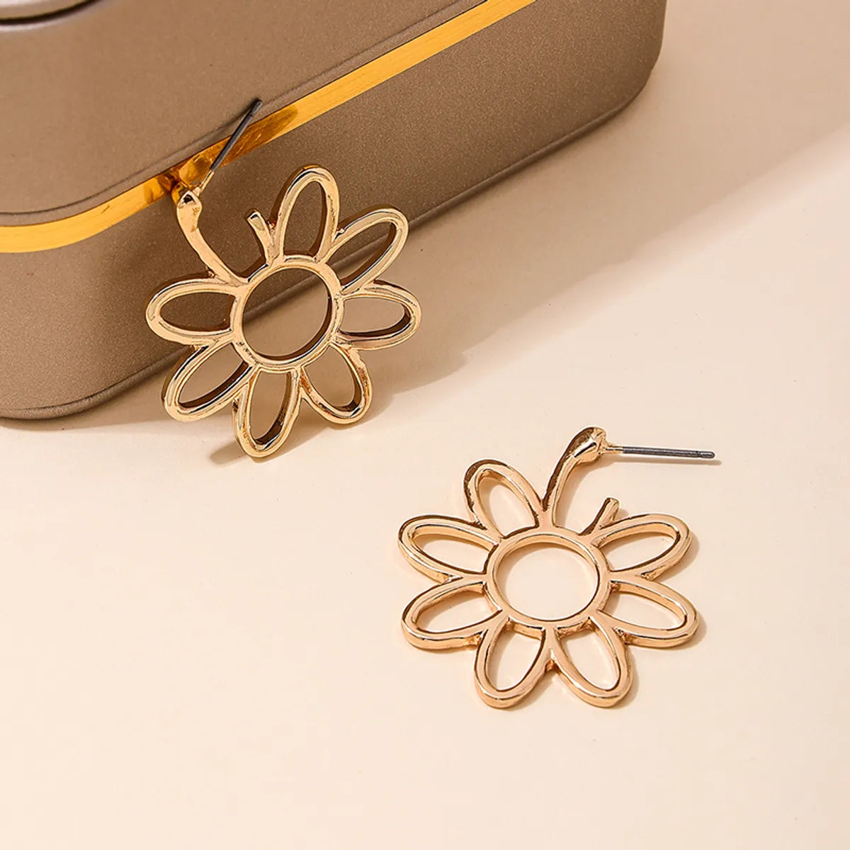 1 Pair Sweet Simple Style Flower Alloy Zinc Drop Earrings