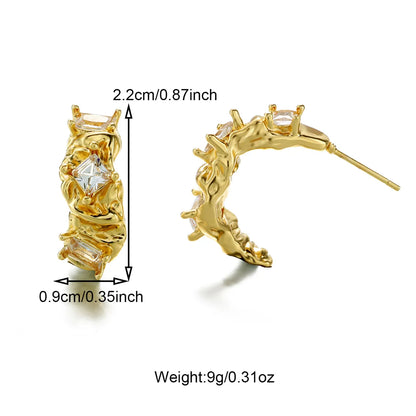 1 Pair Sweet Simple Style Flower Inlay 304 Stainless Steel Zircon 18K Gold Plated Ear Studs