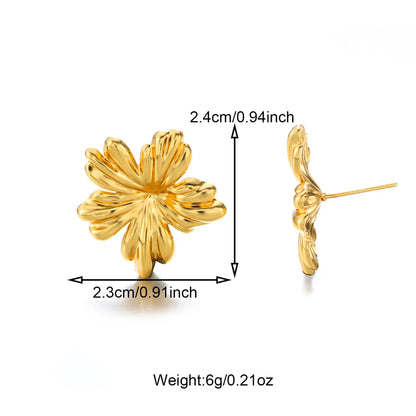 1 Pair Sweet Simple Style Flower Inlay 304 Stainless Steel Zircon 18K Gold Plated Ear Studs