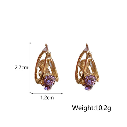 1 Pair Sweet Simple Style Flower Inlay Alloy Rhinestones Drop Earrings