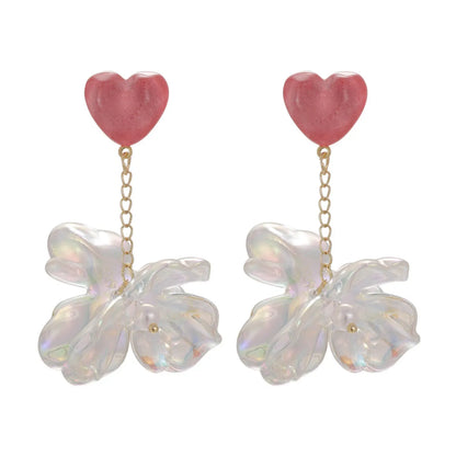 1 Pair Sweet Simple Style Flower Patchwork Arylic Acrylic Drop Earrings