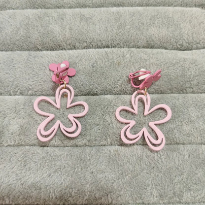 1 Pair Sweet Simple Style Flower Plastic Resin Drop Earrings