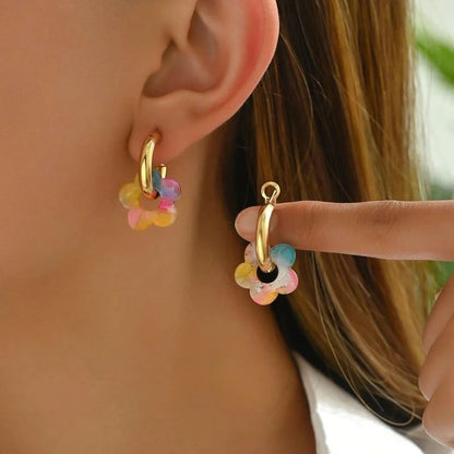 1 Pair Sweet Simple Style Flower Plating Arylic Drop Earrings