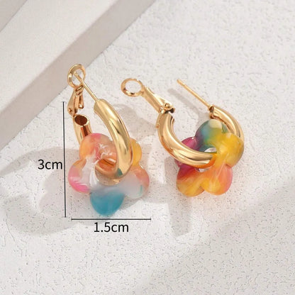 1 Pair Sweet Simple Style Flower Plating Arylic Drop Earrings