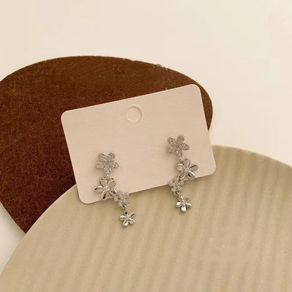 1 Pair Sweet Simple Style Flower Plating Zinc Alloy Drop Earrings