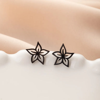 1 Pair Sweet Simple Style Flower Polishing 304 Stainless Steel 18K Gold Plated Ear Studs