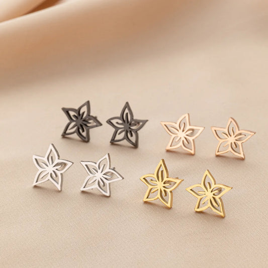 1 Pair Sweet Simple Style Flower Polishing 304 Stainless Steel 18K Gold Plated Ear Studs