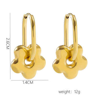 1 Pair Sweet Simple Style Flower Stainless Steel Gold Plated Drop Earrings