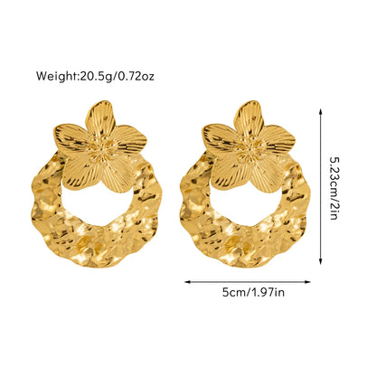 1 Pair Sweet Simple Style Flower Titanium Steel 18K Gold Plated Drop Earrings Ear Studs