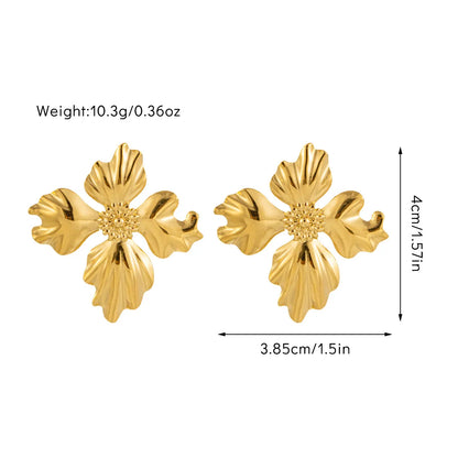 1 Pair Sweet Simple Style Flower Titanium Steel 18K Gold Plated Drop Earrings Ear Studs