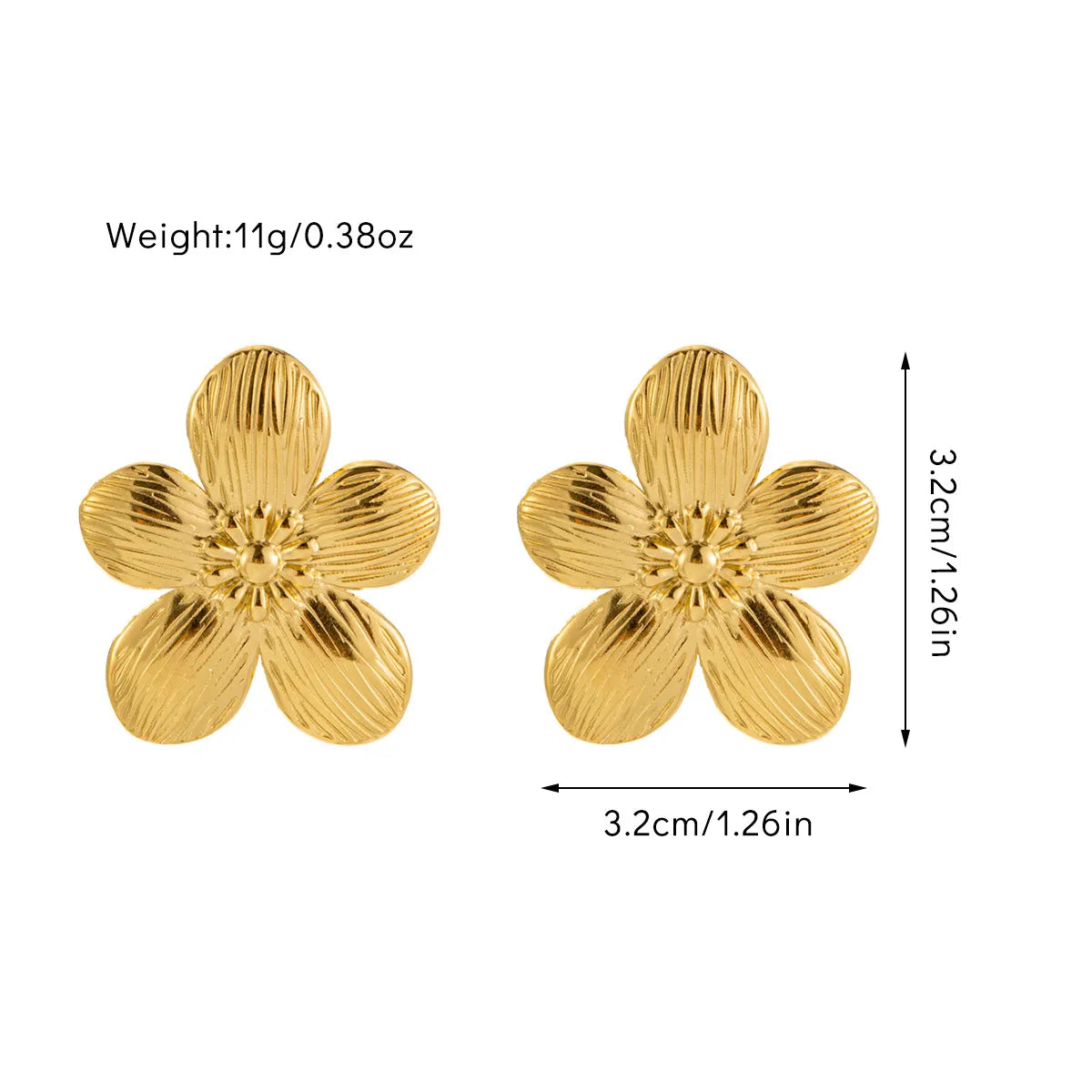 1 Pair Sweet Simple Style Flower Titanium Steel 18K Gold Plated Drop Earrings Ear Studs