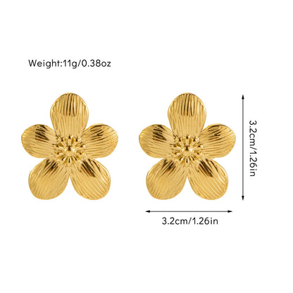 1 Pair Sweet Simple Style Flower Titanium Steel 18K Gold Plated Drop Earrings Ear Studs