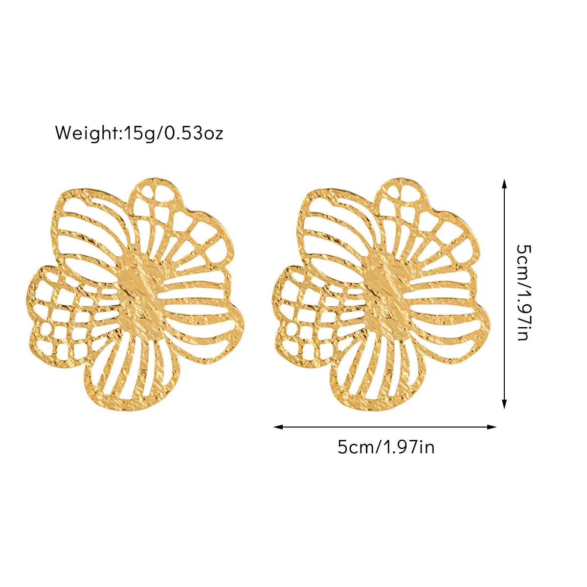 1 Pair Sweet Simple Style Flower Titanium Steel 18K Gold Plated Drop Earrings Ear Studs