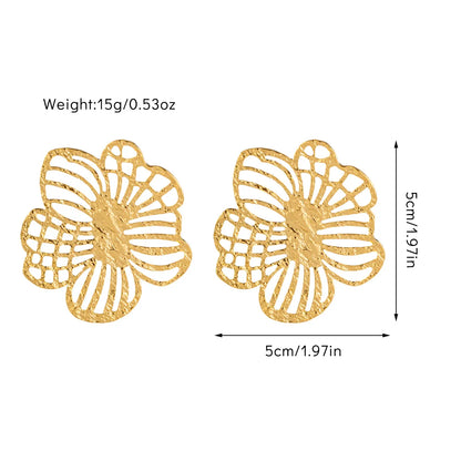 1 Pair Sweet Simple Style Flower Titanium Steel 18K Gold Plated Drop Earrings Ear Studs