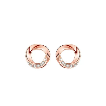 1 Pair Sweet Simple Style Geometric Hollow Out Inlay Sterling Silver Zircon Ear Studs