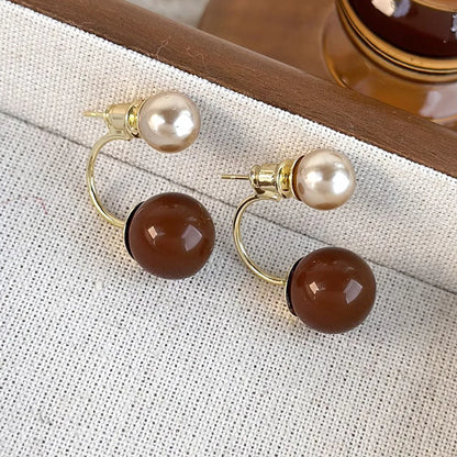 1 Pair Sweet Simple Style Geometric Imitation Pearl Alloy Ear Studs