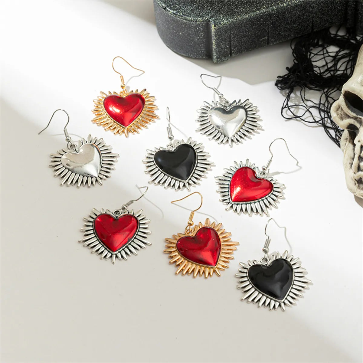 1 Pair Sweet Simple Style Heart Shape Alloy Plastic Drop Earrings