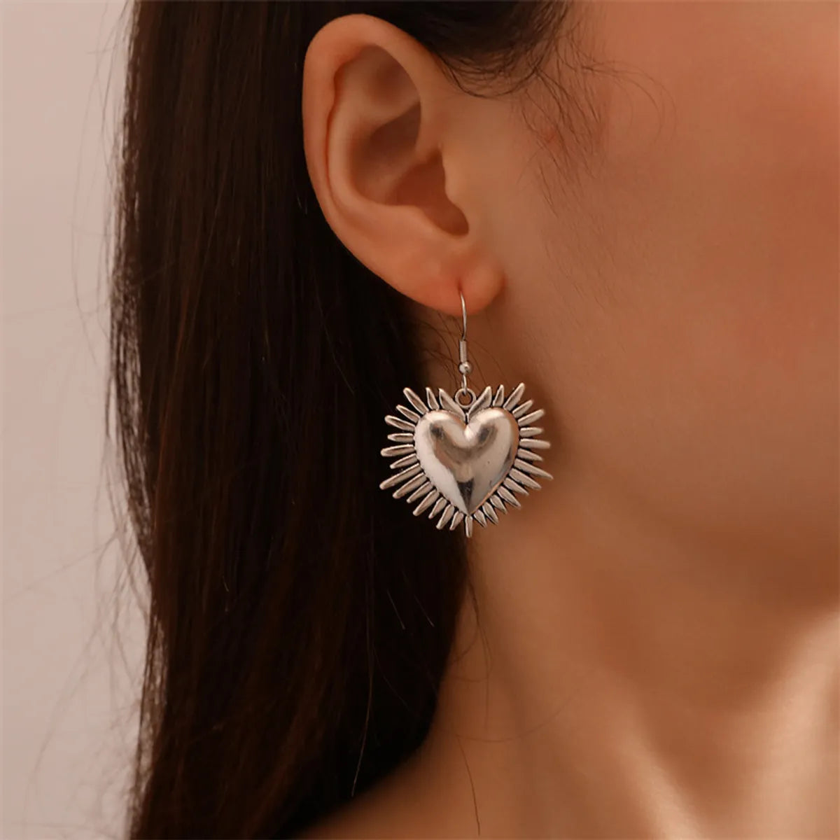 1 Pair Sweet Simple Style Heart Shape Alloy Plastic Drop Earrings