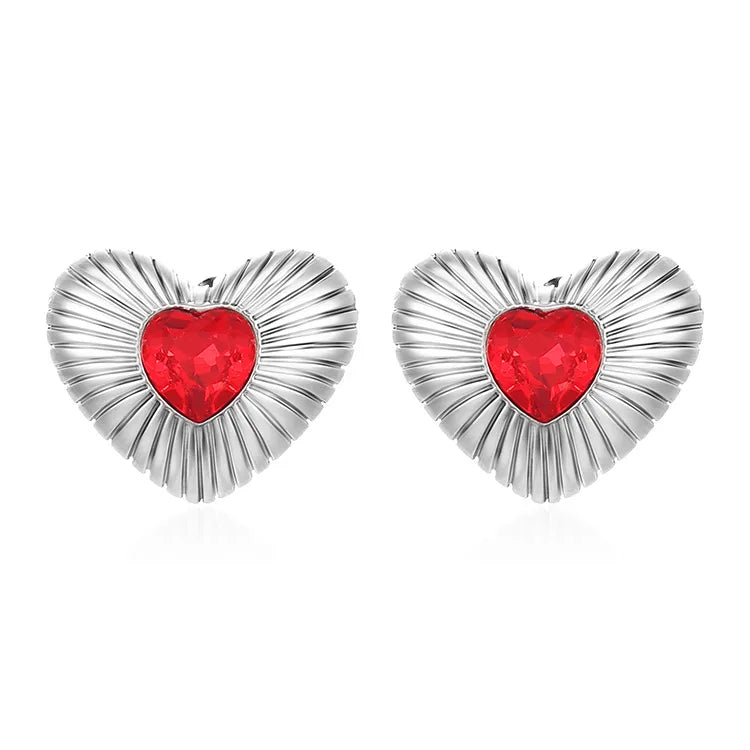 1 Pair Sweet Simple Style Heart Shape Inlay 304 Stainless Steel Zircon Ear Studs