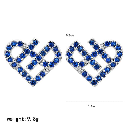 1 Pair Sweet Simple Style Heart Shape Plating Inlay Copper Zircon White Gold Plated Ear Studs