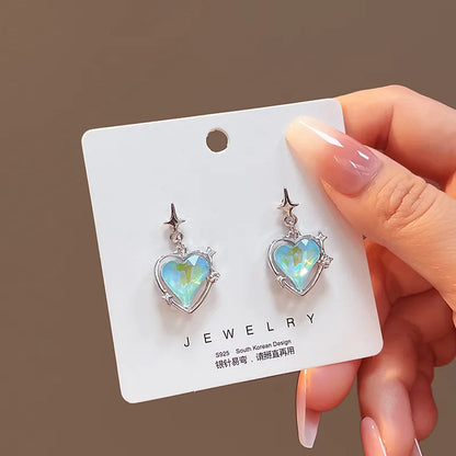 1 Pair Sweet Simple Style Heart Shape Plating Inlay Stainless Steel Zircon Drop Earrings