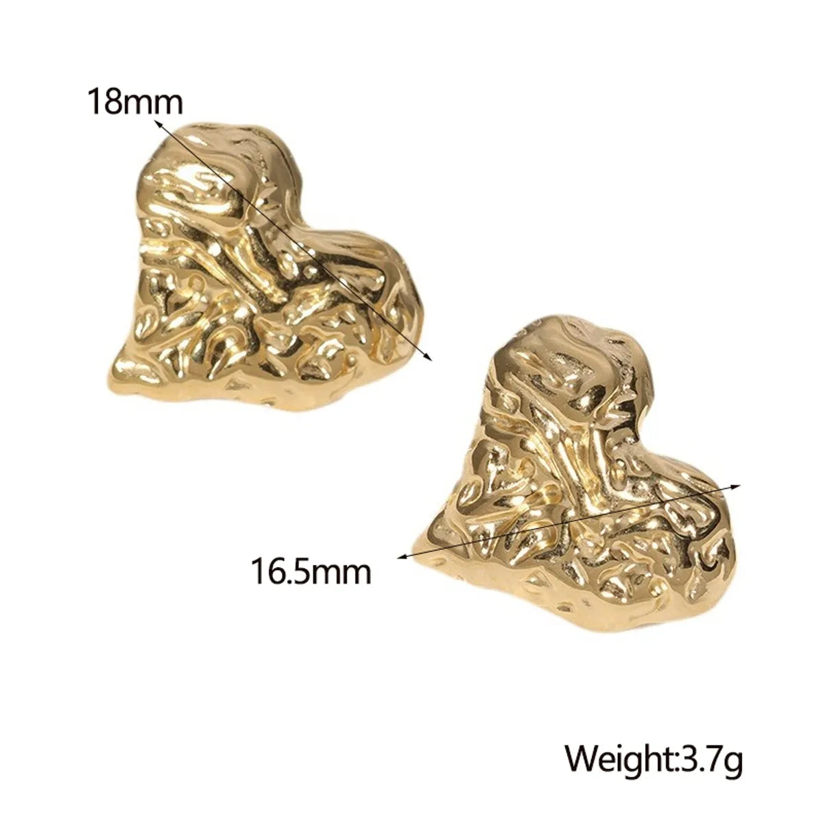 1 Pair Sweet Simple Style Heart Shape Plating Stainless Steel 18K Gold Plated Ear Studs