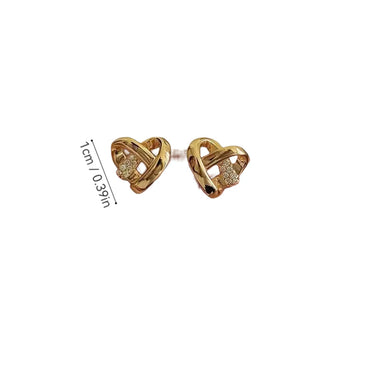 1 Pair Sweet Simple Style Heart Shape Solid Color Sterling Silver 14K Gold Plated Ear Studs