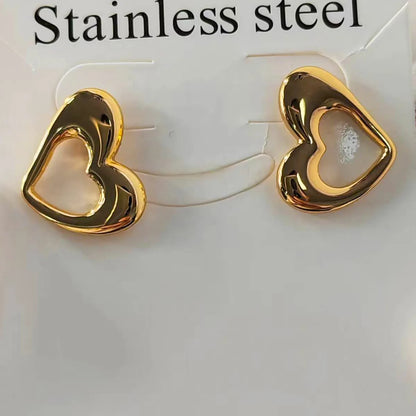 1 Pair Sweet Simple Style Heart Shape Stainless Steel Plating Drop Earrings