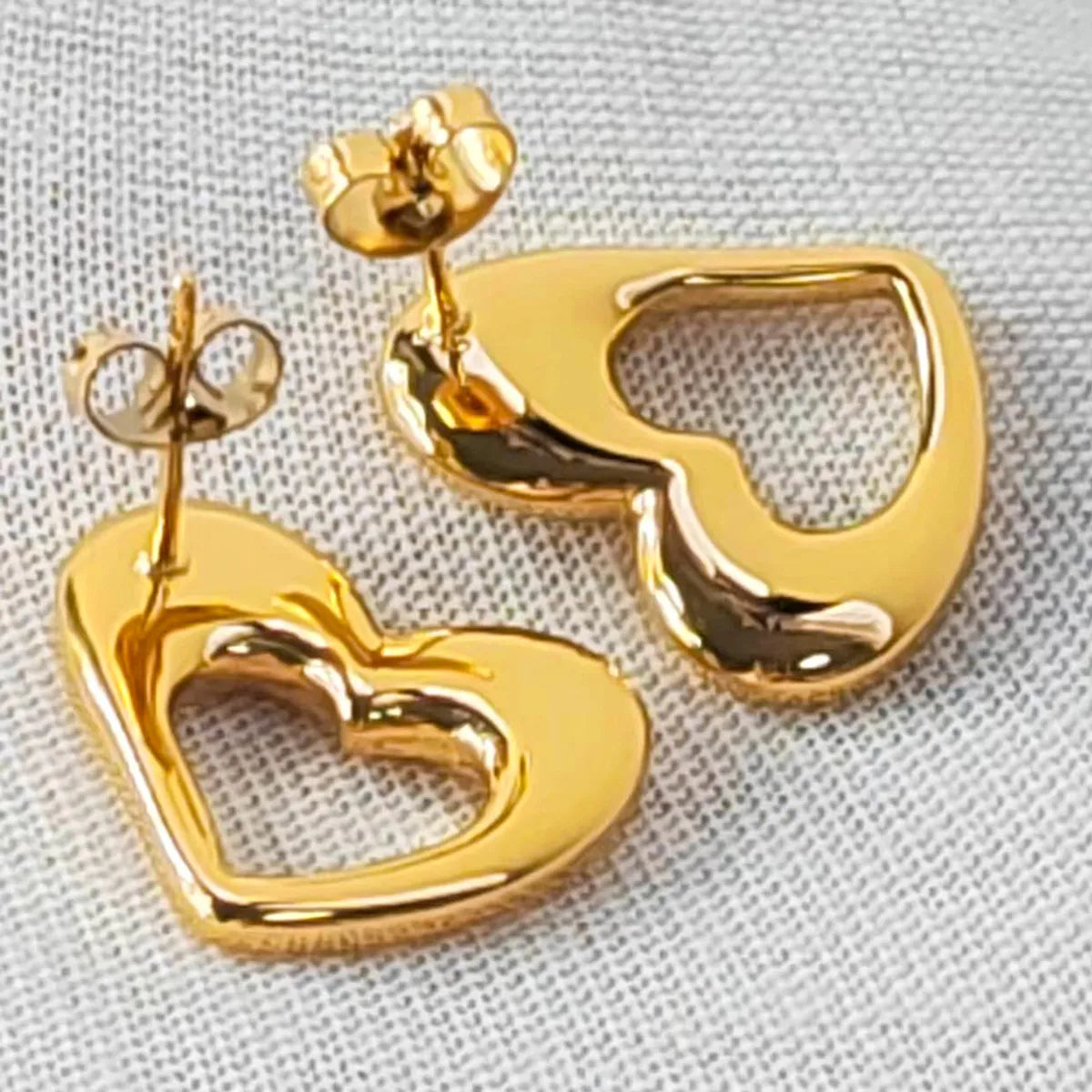 1 Pair Sweet Simple Style Heart Shape Stainless Steel Plating Drop Earrings