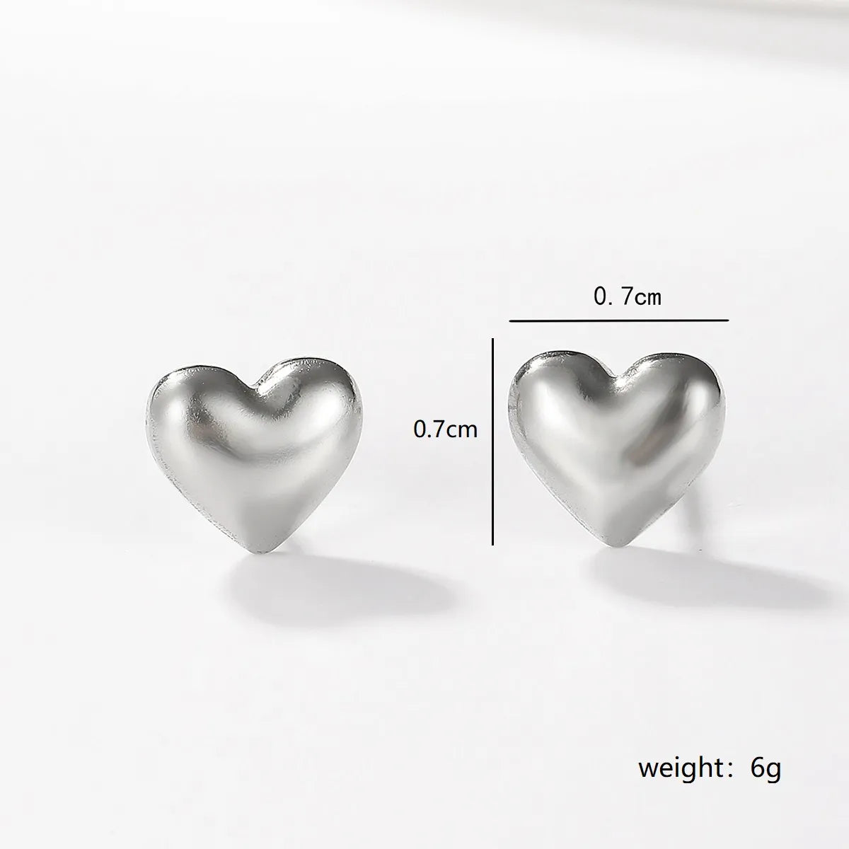 1 Pair Sweet Simple Style Heart Shape Stainless Steel Plating White Gold Plated Ear Studs