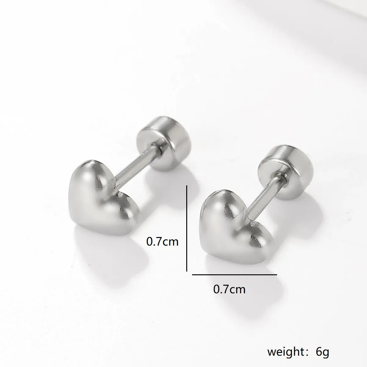 1 Pair Sweet Simple Style Heart Shape Stainless Steel Plating White Gold Plated Ear Studs