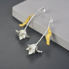 1 Pair Sweet Simple Style Leaf Flower Plating Sterling Silver Drop Earrings