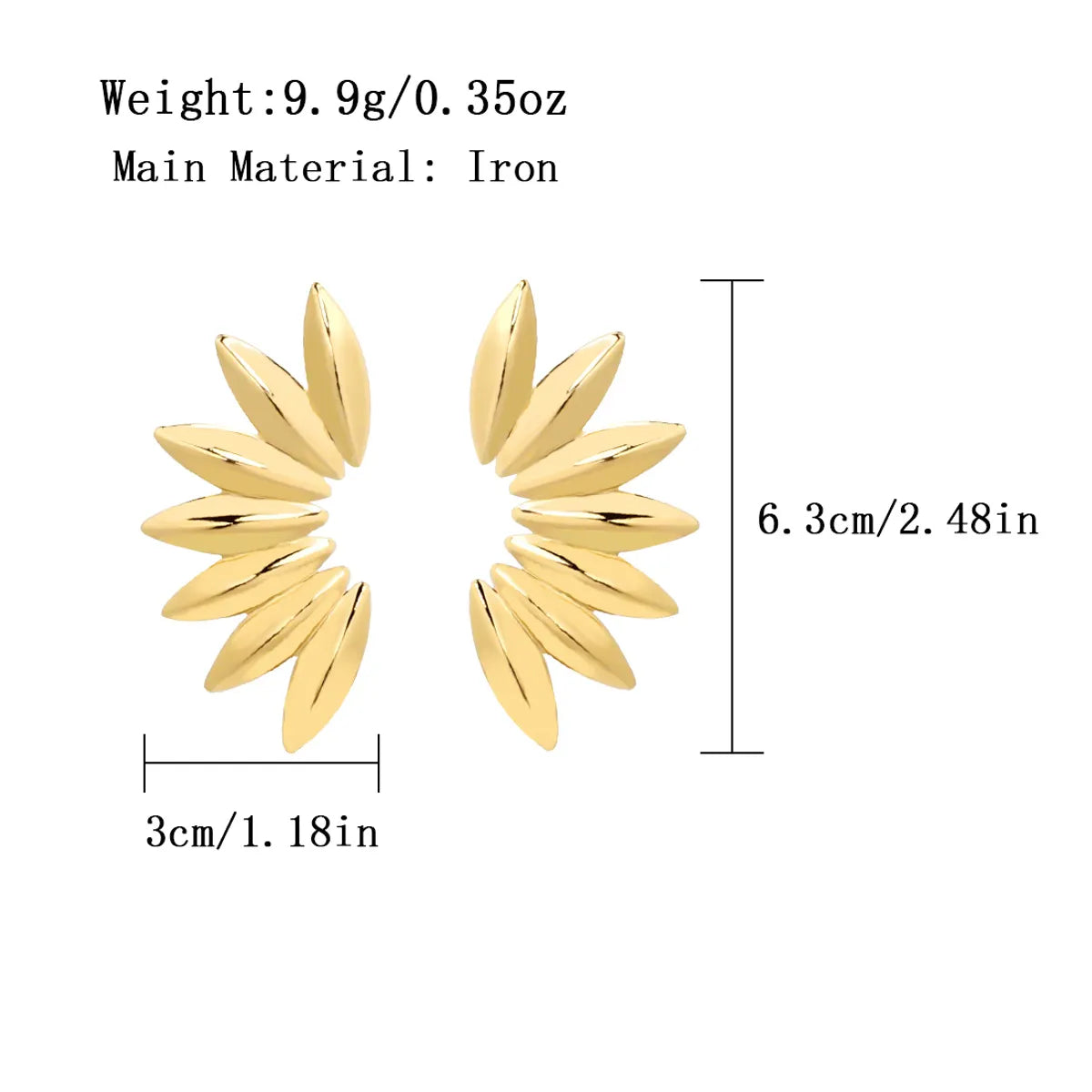 1 Pair Sweet Simple Style Leaves Plating Iron Gold Plated Ear Studs