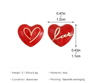 1 Pair Sweet Simple Style Letter Heart Shape Alloy Ear Studs