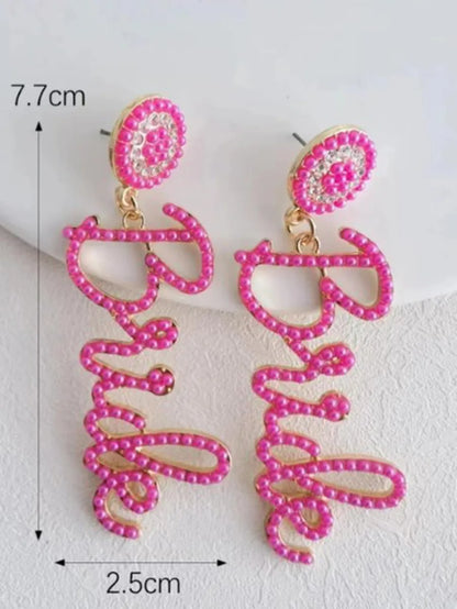 1 Pair Sweet Simple Style Letter Imitation Pearl Alloy Drop Earrings