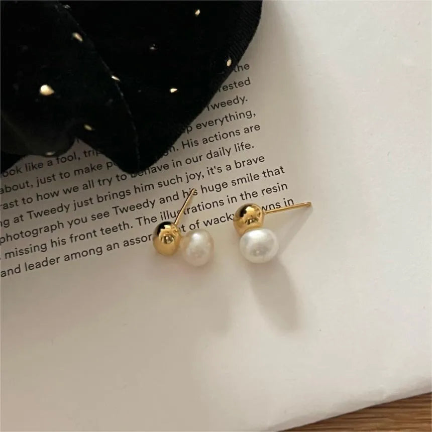 1 Pair Sweet Simple Style Oval Inlay Sterling Silver Pearl Ear Studs