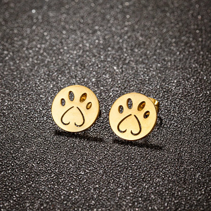 1 Pair Sweet Simple Style Paw Print Plating 304 Stainless Steel 18K Gold Plated Ear Studs